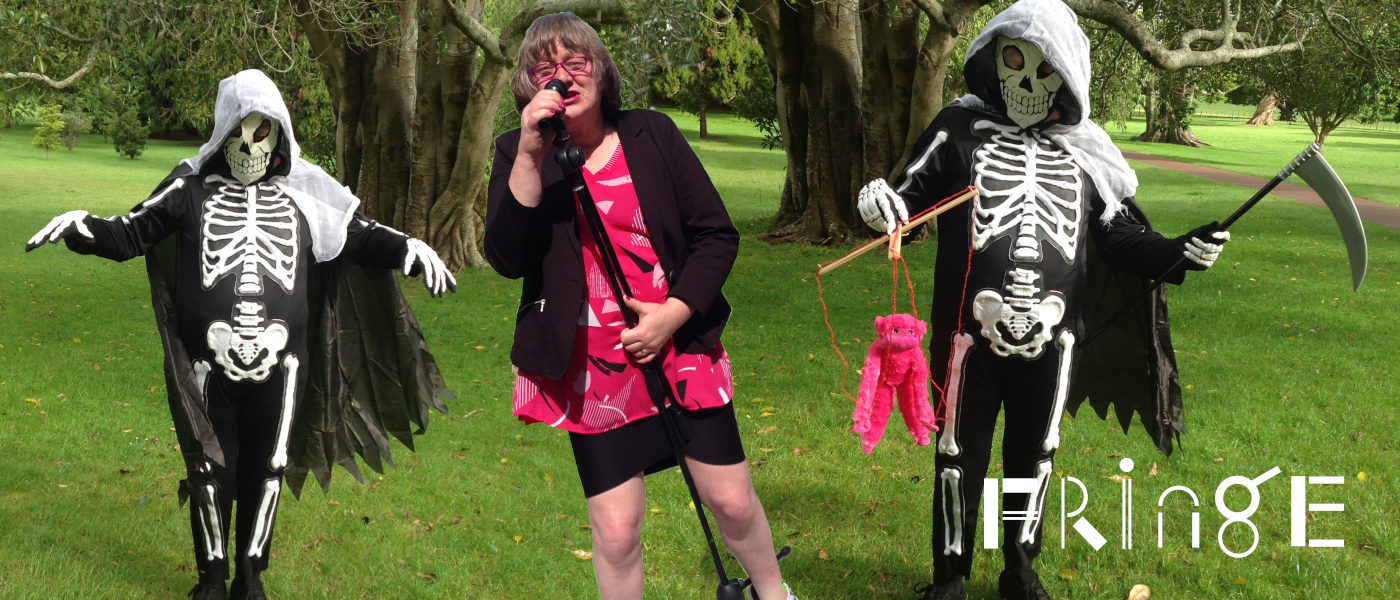 10 Years a Comedian, 3 in a Skirt Banner